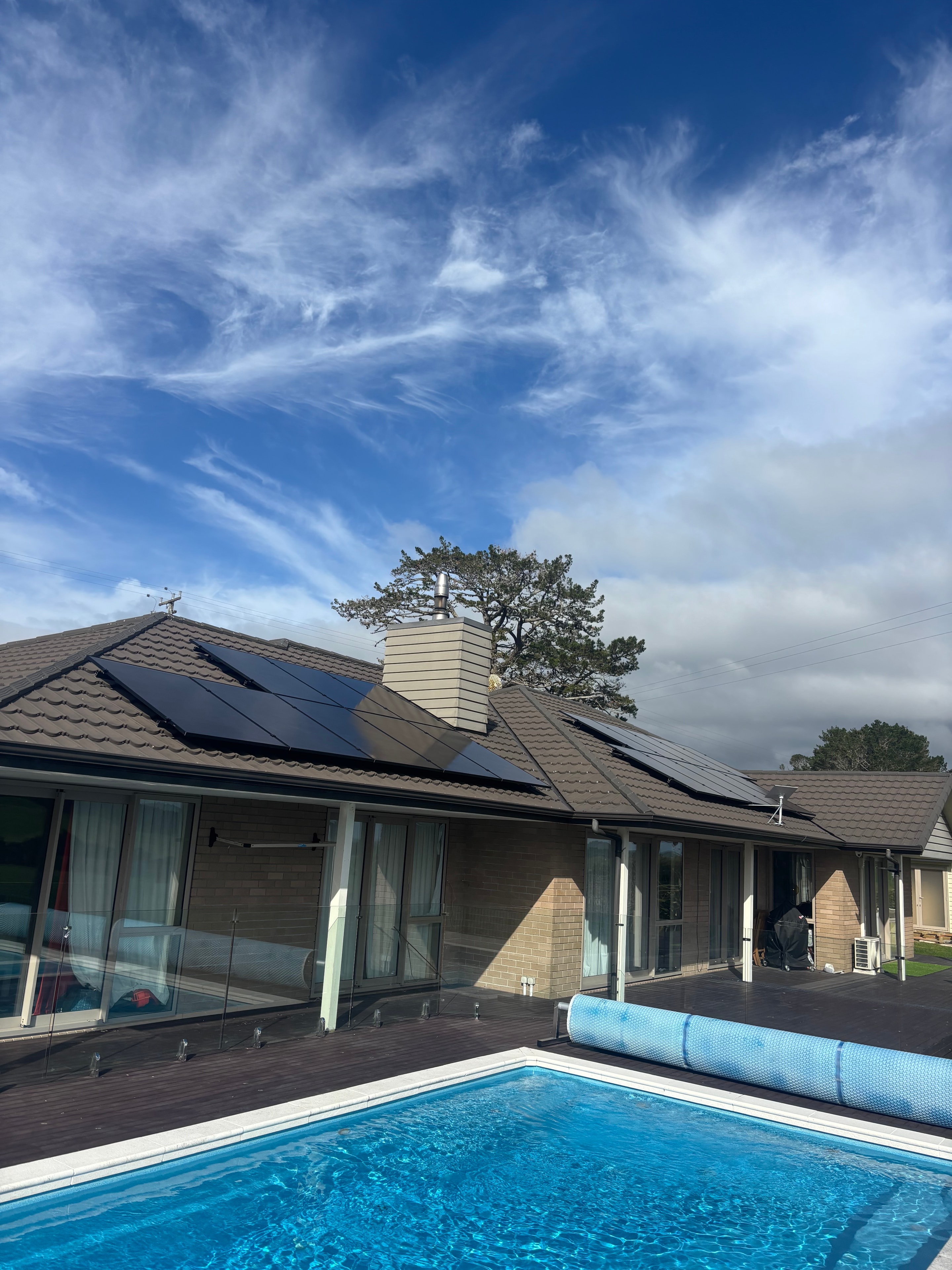Solar panels on a residential rooftop